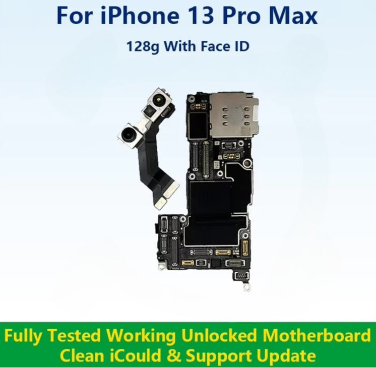 Fully Tested Authentic Motherboard For iPhone 13 Pro Max 128g/256g/512g Unlocked Mainboard With Face ID Cleaned iCloud iPhone phone repair parts