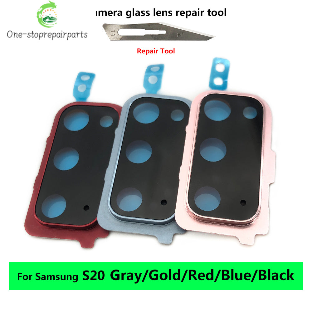 New Rear Camera Glass Lens Cover With Frame Holder with Sticker For Samsung  S20 Plus Ultra Replacement Parts Samsung phone repair parts