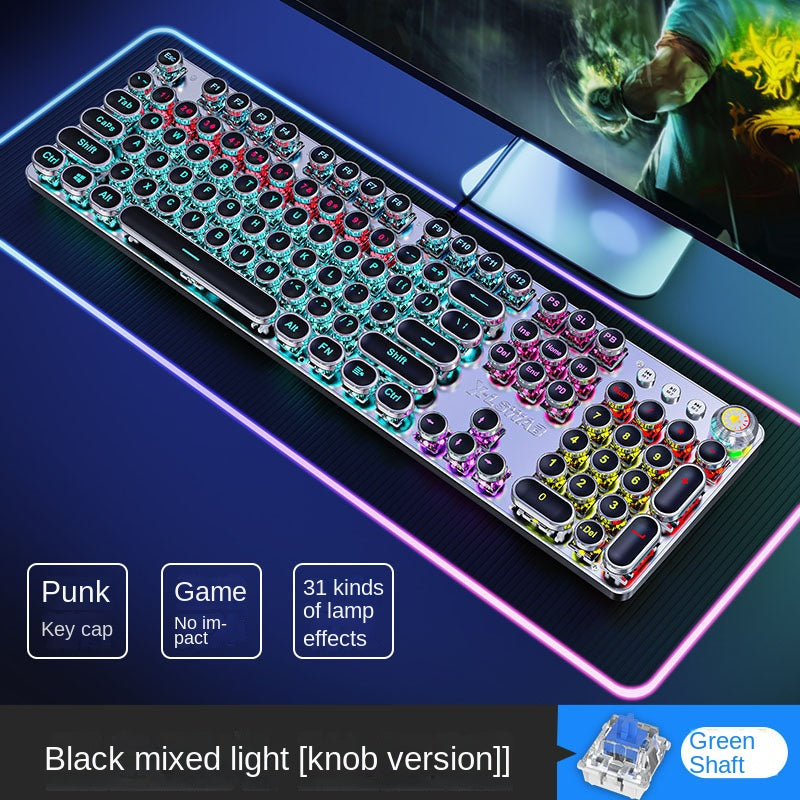 E-sports wired mechanical keyboard Metal key cap Mechanical shaft keyboard mouse headset Punk game keyboard mouse