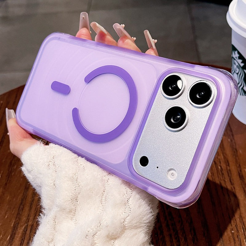 Corrugated matte magnetic suction for iPhone 17promax mobile phone case New iPhone16 four-corner airbag anti-drop protection 17pro strong magnetic adsorption matte texture women's case Phone accessories