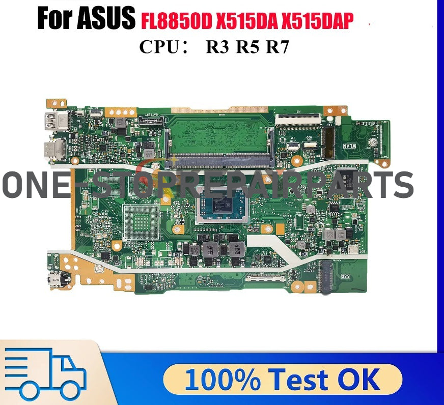 X415DA Laptop Motherboard For ASUS VivoBook X515DAP FL8850D X415D X515DA Notebook Mainboard With R3 R5 R7 CPU 100% Tests OK Stk ASUS laptop repair parts