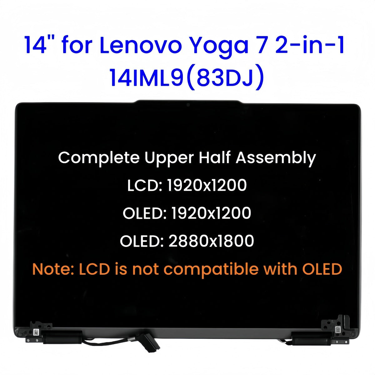 14-inch for Lenovo Yoga 7 2-in-1 14IML9 Type 83DJ Complete Upper Half Touch Screen Assembly Replacement Lenovo laptop repair parts