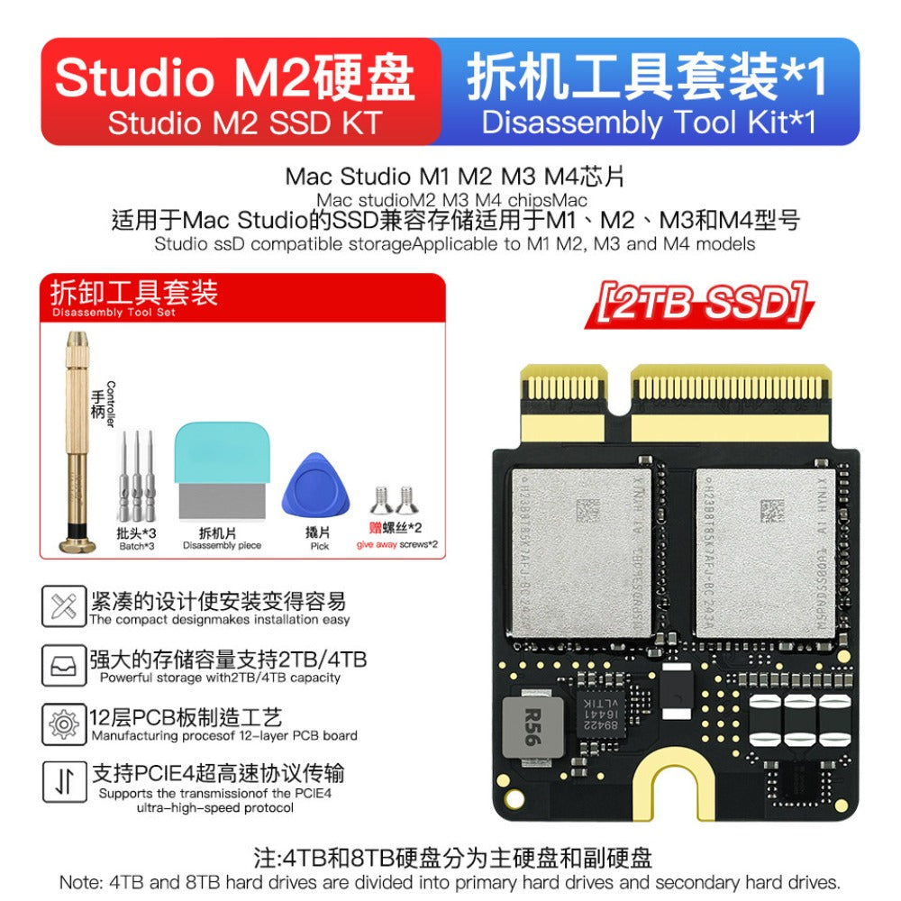 Solid State Drive Kit 1T/2T/4T/8T For MAC MINI M4  Mac Studio M1Max/Ultra M2Max/Ultra M3Max/Ultra M4Max/Ultra M4Pro SSD Capacity Upgrade SSD New Particles Increase Speed Upgrade Memory DIY Reair