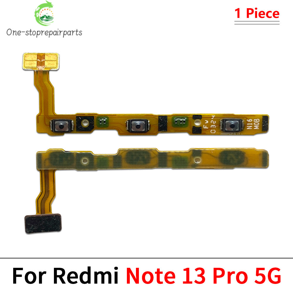 10Pcs, Volume Button Power Switch On Off Button Flex Cable For Xiaomi Redmi Note 13 14 15 Pro Plus 4G 5G Xiaomi  Xiao mi phone repair parts