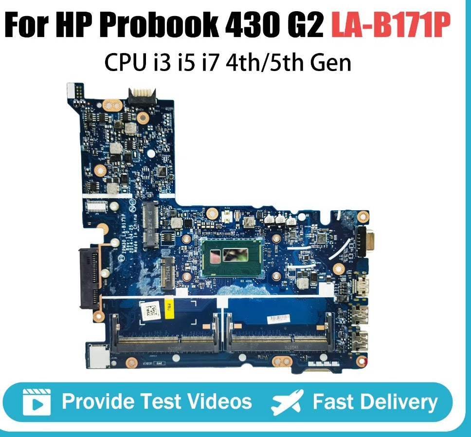 For HP High Performance Mainboard LA-B171P Laptop Motherboard ProBook 430 G2 CPU I3 I5 I7 100% Tested HP laptop repair parts