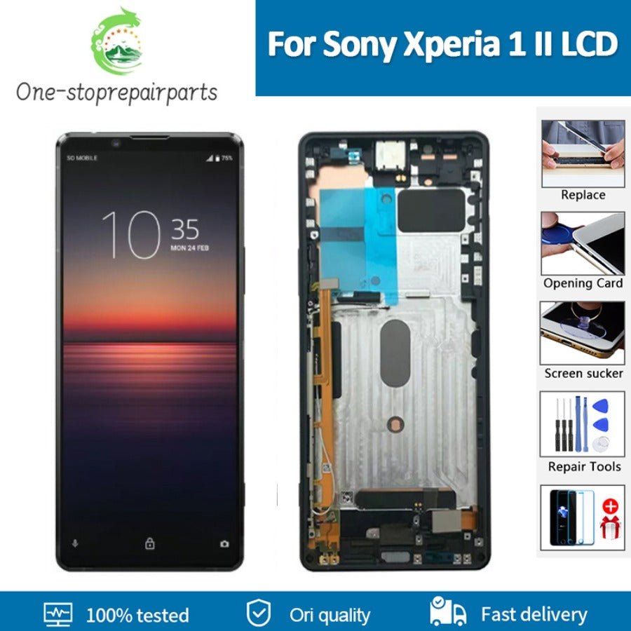 6.5''  For Sony Xperia 1 II XQ-AT51 LCD display with frame touch screen digitizer Assembly For Sony X1 ii lcd display Sony phone repair parts