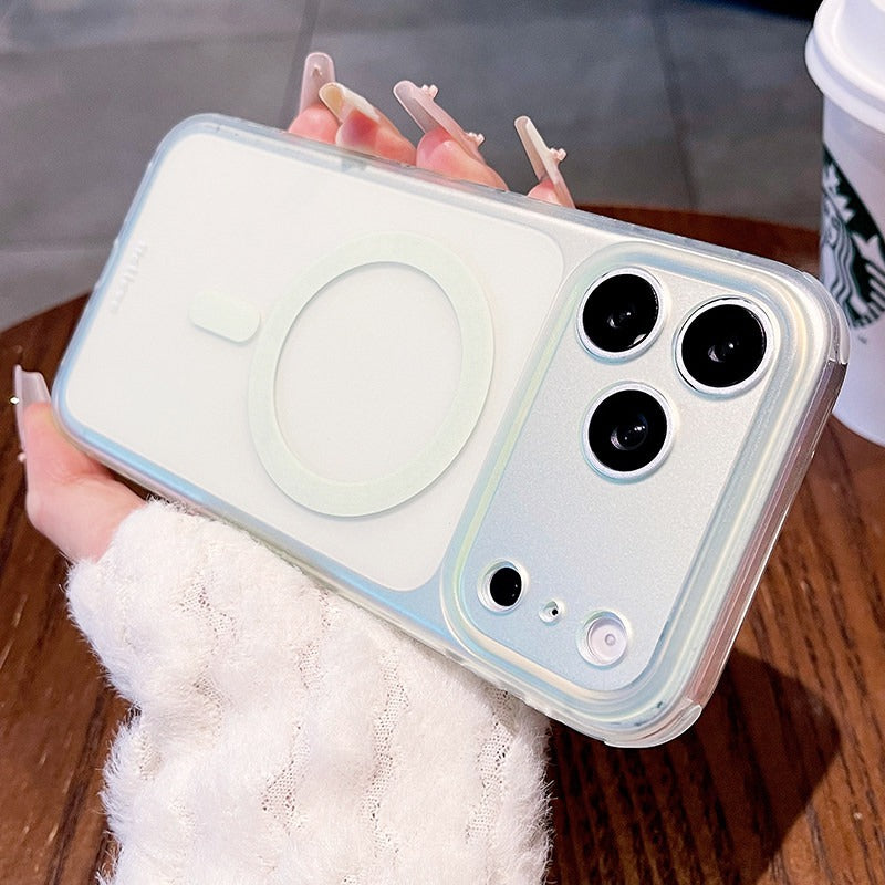 Ice mist matte magnetic suction for iPhone 17promax mobile phone case New iPhone16 transparent silicone soft edge matte magnetic suction protective case 15pro button all-inclusive protection Phone accessories
