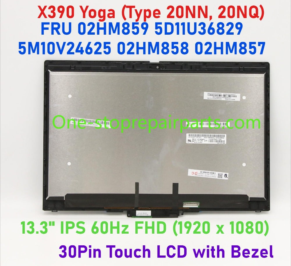 13.3" IPS 60Hz FHD (1920 x 1080) LCD touch screen assembly For Lenovo Thinkpad X390 Yoga 20NN 20NQ 02HM859 5D11U36829 5M10V24625 02HM858 02HM857 Display Touch Screen Glass Digitizer Assembly Panel Lenovo laptop repair parts