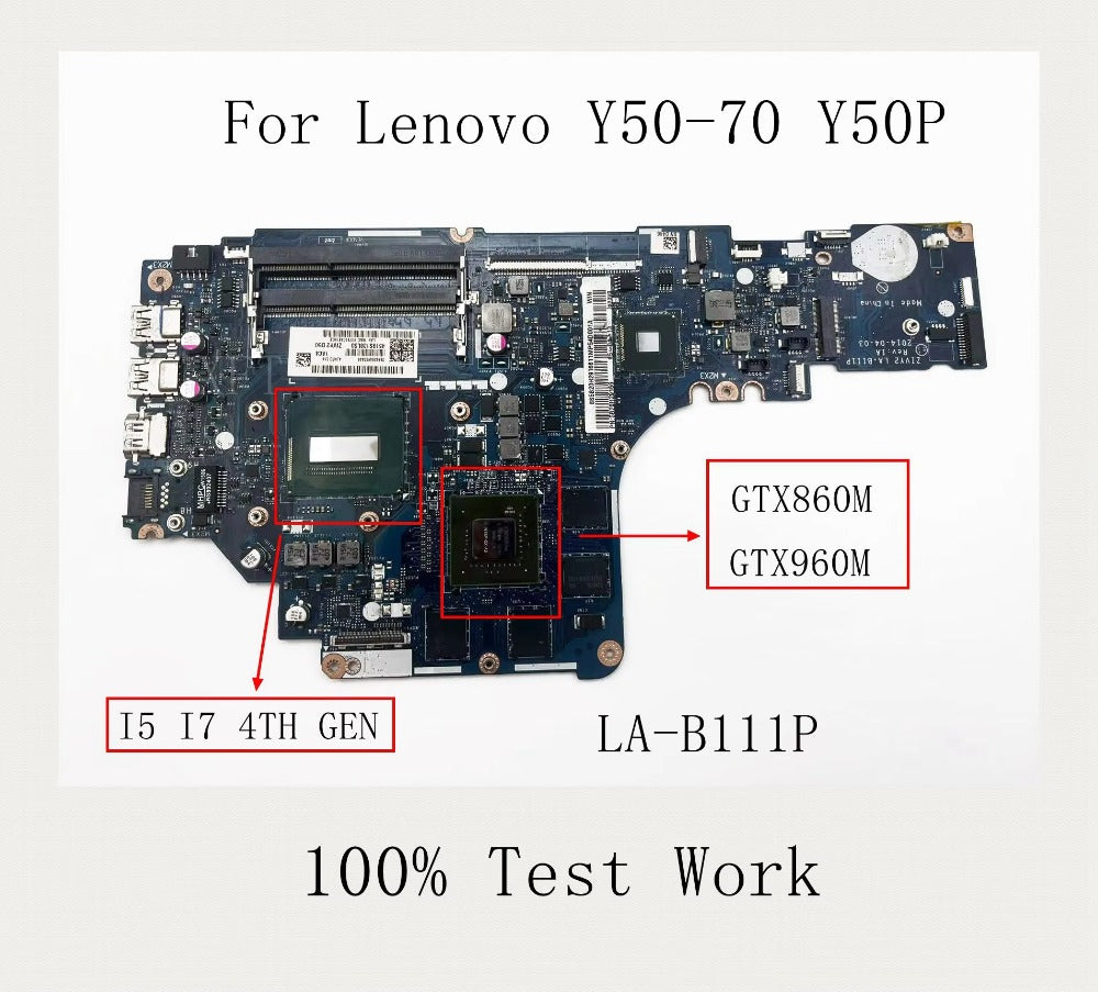 Suitable For Lenovo Y50-70 Y50P-70 Notebook Motherboard LA-B111P DDR3 I5 I7 4TH GEN CPU GTX860 GTX960 GPU 100%Test Work Lenovo laptop repair parts