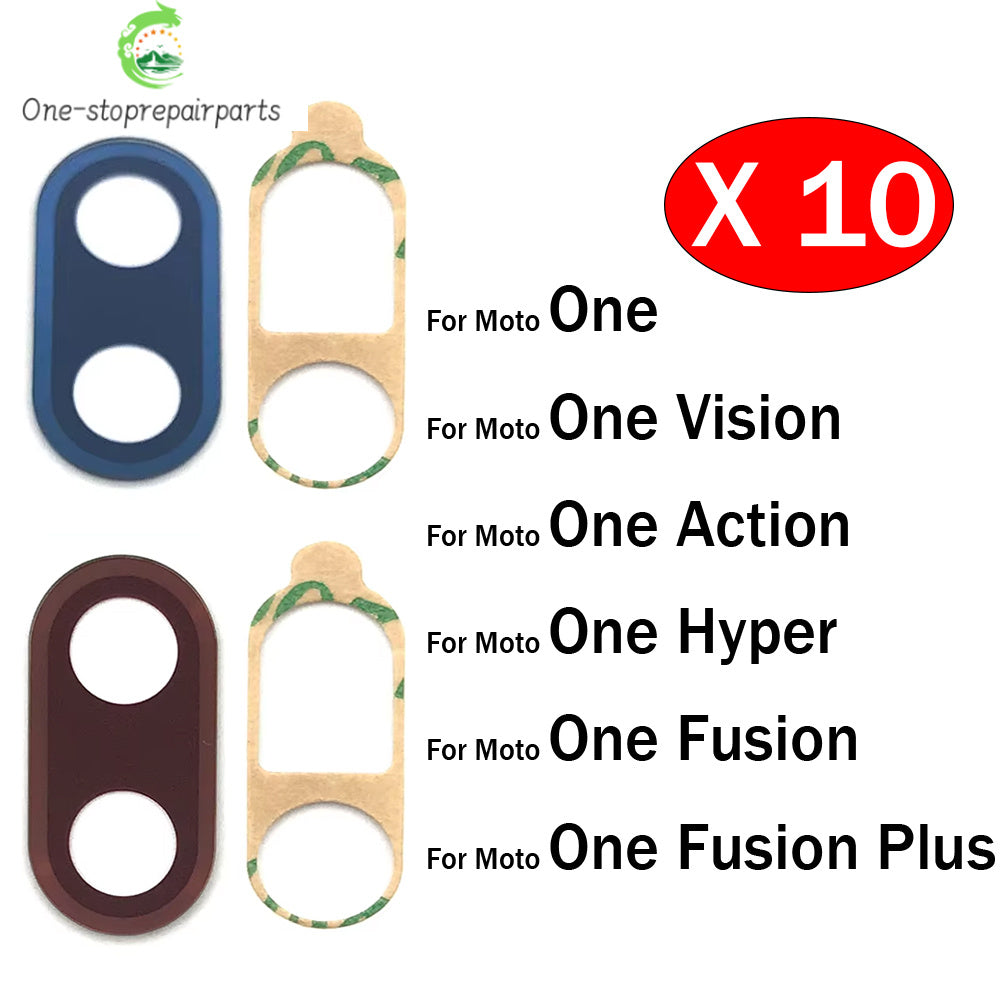10Pcs,  Camera Glass Lens Back Rear Camera Glass Lens For Motorola Moto One Hyper Fusion Plus Action Vision With Adhesive Motorola phone repair parts