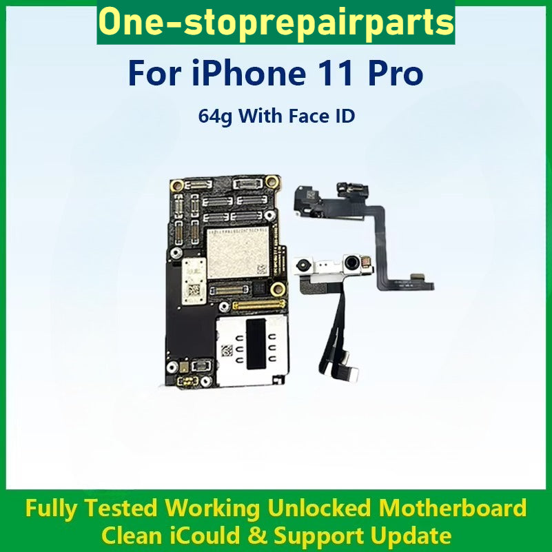 For iPhone 11 Pro With Face ID Unlocked Motherboard Cleaned iCloud Fully Tested Mainboard Compatible With 11 Pro Fast Shipping iPhone phone repair parts