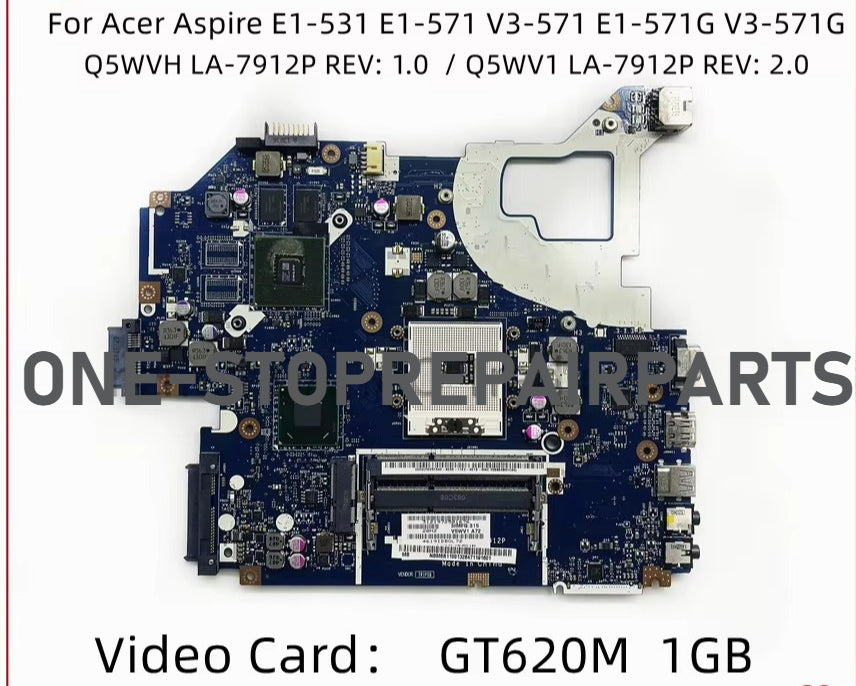 Q5WVH Q5WV1 LA-7912P For Acer Aspire V3-571G E1-571 E1-571G Laptop Motherboard With HM77 Chipset GT620M/630M/640M/GT710M 1GB/2GB Acer laptop repair parts