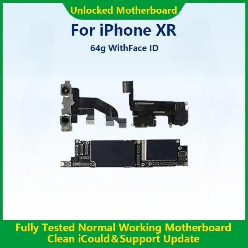 For iPhone XR 64g/128g With Face ID Unlocked Motherboard Cleaned iCloud Fully Tested Normal Working Mainboard Support Update iPhone phone repair parts