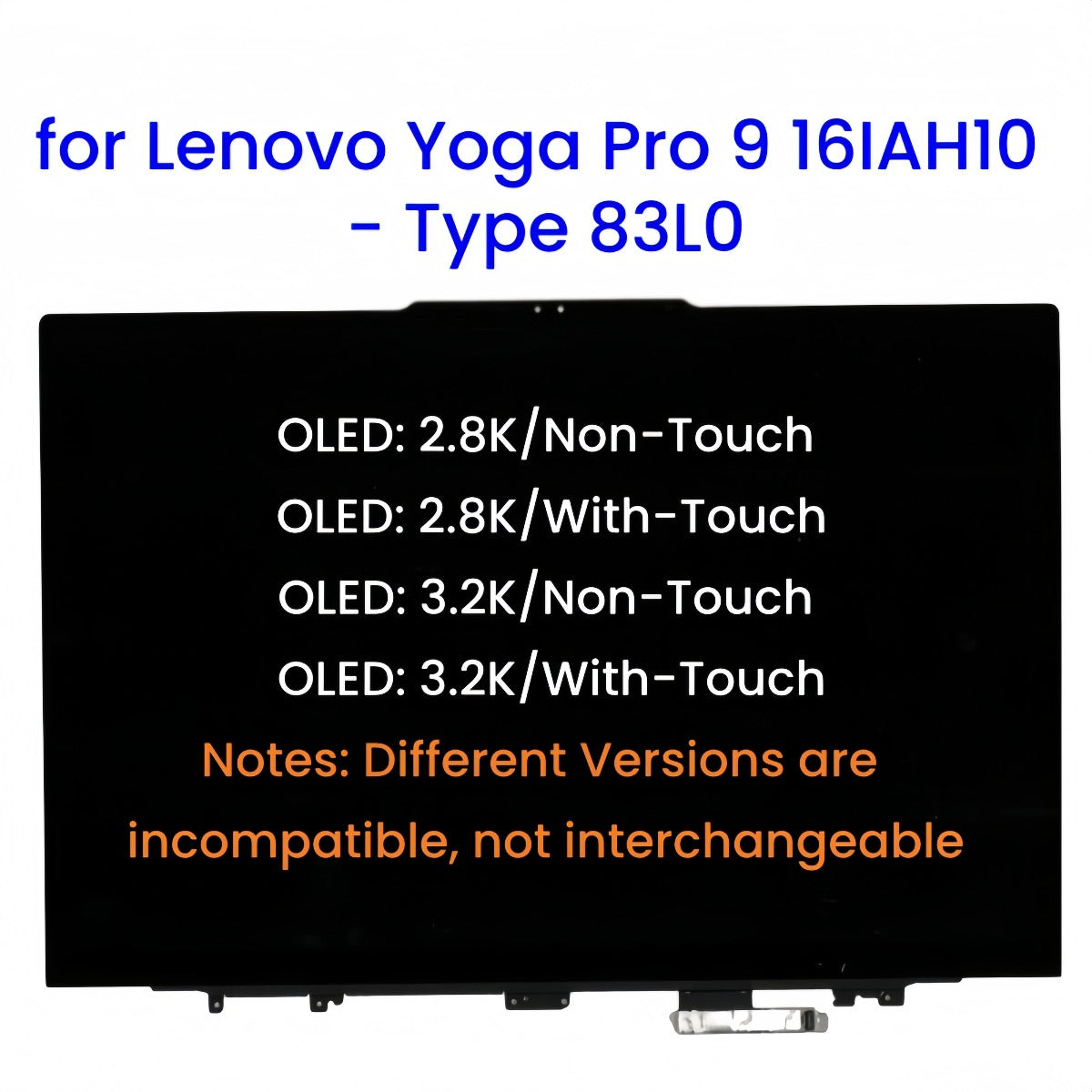 16-inch for Lenovo Yoga Pro 9 16IAH10 Type 83L0 OLED Non-Touch & Touch Screen Assembly Replacement Lenovo laptop repair parts