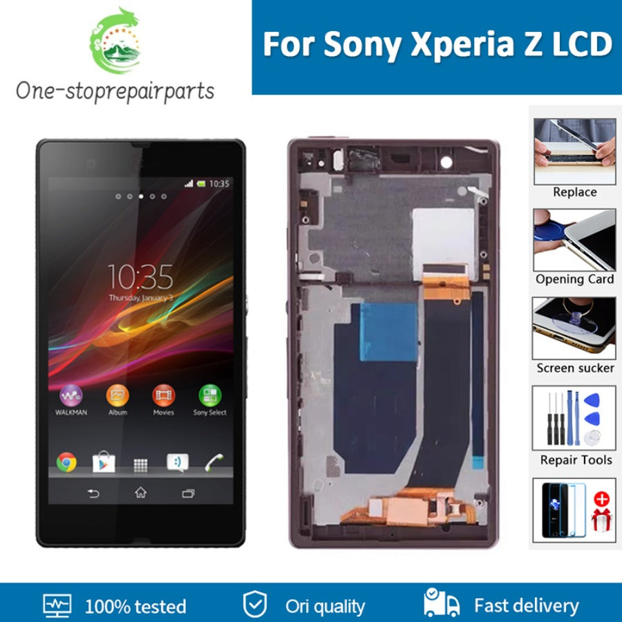 Original 5.0"LCD For Sony Xperia Z Display Touch Screen For C6603 C6602 C6616 C6606 LCD Digitizer Assembly LCD With frame Sony phone repair parts