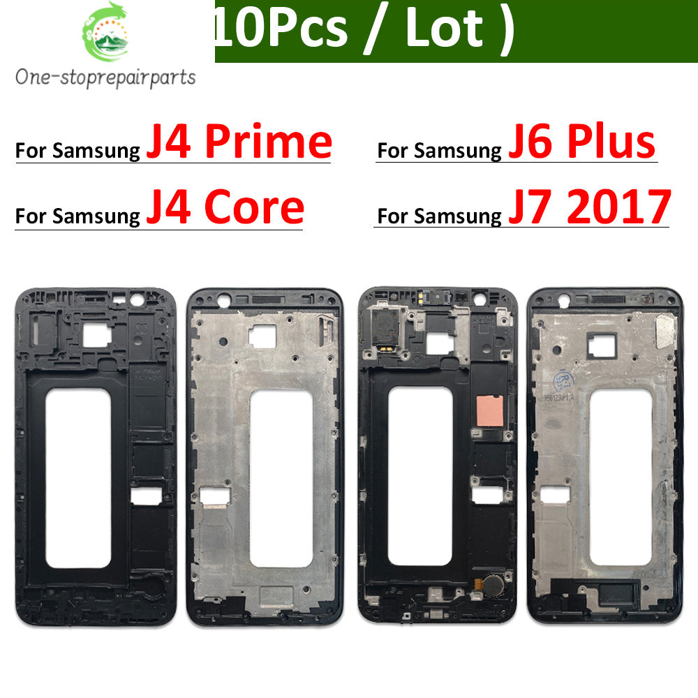 10Pcs, Front Housing LCD Display Frame For Samsung  J4 Prime J4 Core J6 Plus J610 J7 2017 Housing Middle Frame Bezel Plate Cover Samsung phone repair parts