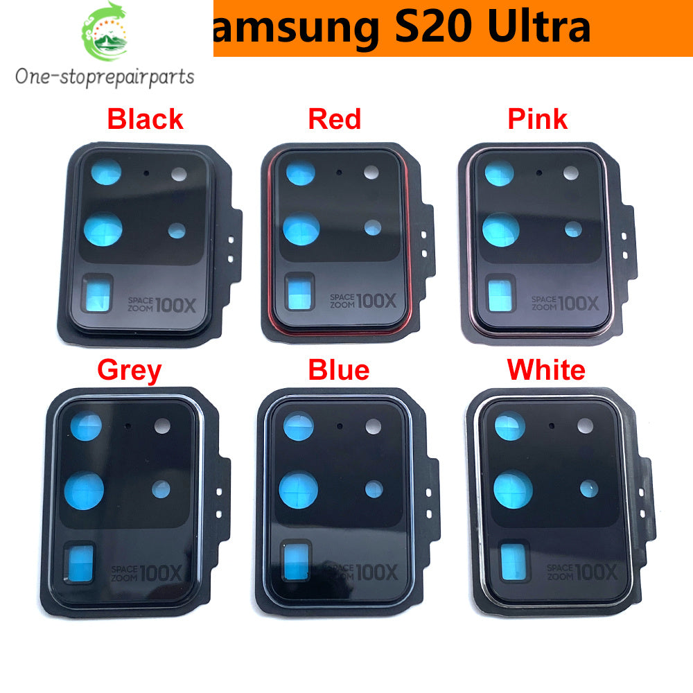 New Rear Camera Glass Lens Cover With Frame Holder with Sticker For Samsung  S20 Plus Ultra Replacement Parts Samsung phone repair parts