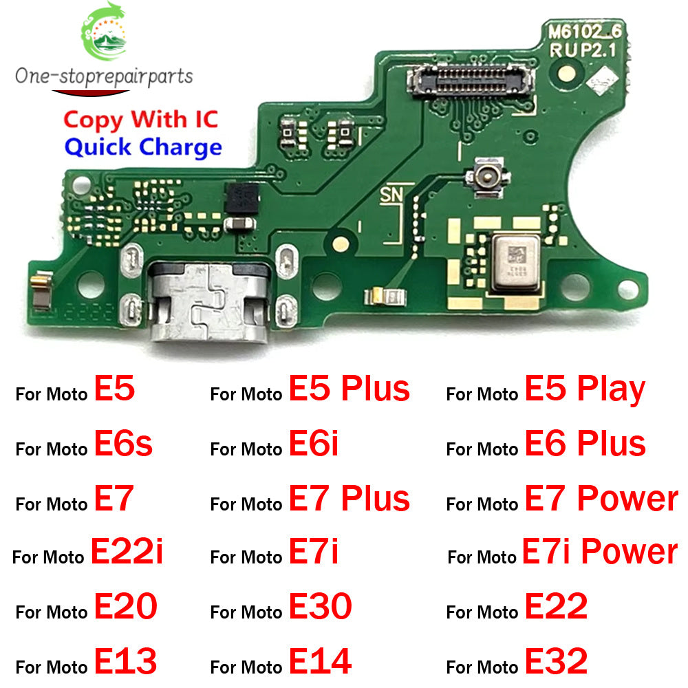 10Pcs, USB Charging Board Connector Port Dock Flex Cable For Moto E20 E30 E22 E13 E14 E32 E5 E6 E6s E6i E7i E7 Plus Power Play Motorola phone repair parts