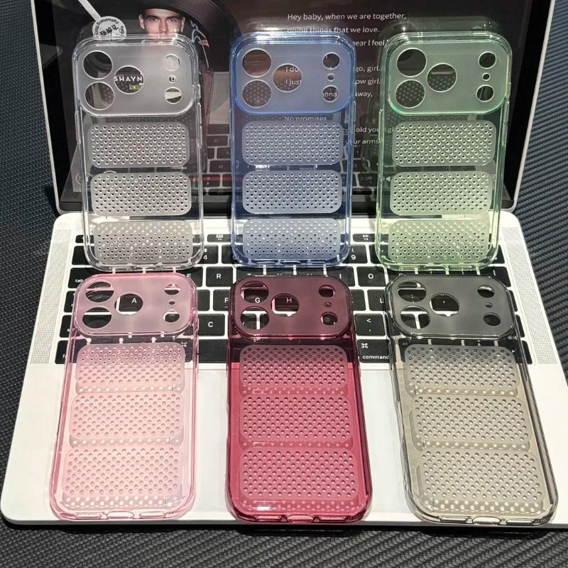 Honeycomb seconds become larger windows for iPhone 17promax seconds become 18pro same color mobile phone case iPhone16 ultra-thin soft case anti-drop 15pro ice through heat dissipation case Phone accessories