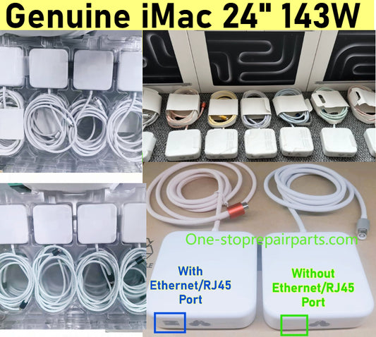 Original 143w Power Adapter w/Ethernet A2290 A2388 Without Ethernet RJ45 for iMac (24" M1/M3/M4) A2280 A2439 A2438 A2873 A2874 A3137 A3247 w/ Power Cord Cable iMac repair parts