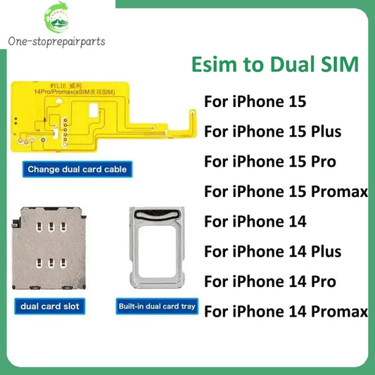 WYLIE 16 Pro Max  Dual Card to Single Card Cable for iPhone 15 14 plus pro max Esim to Dual SIM Need Separation No Damage Flex Professional Repair Tools