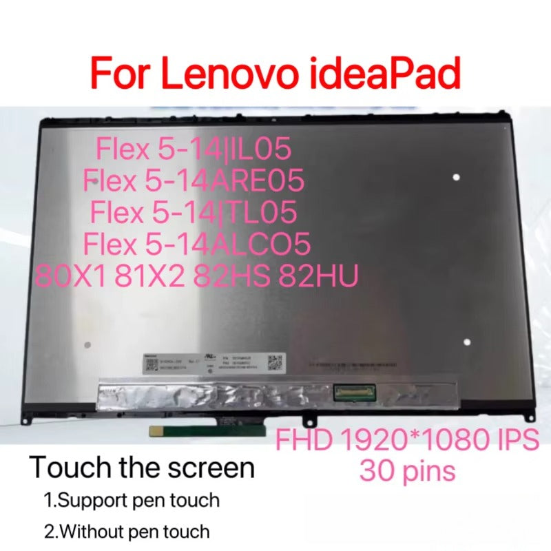 14" Fhd Ips Touch Screen Digitizer Assembly, for Lenovo Ideapad Flex 5-14Iil05 5-14Are05 5-14Itl05 5-14Alc05 80X1 81X2 82Hs 82Hu Lenovo laptop repair parts