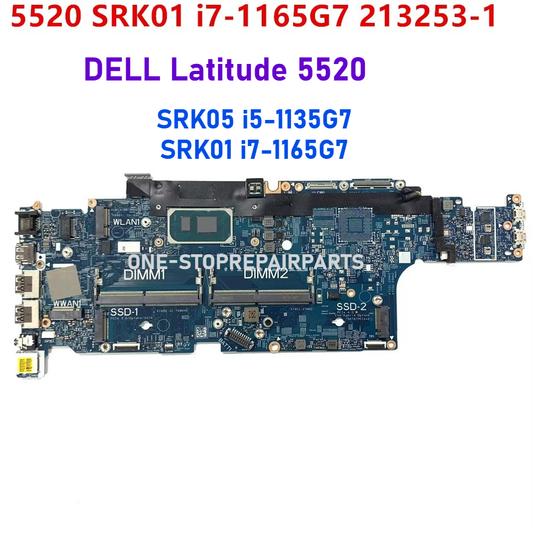 Full Tested For Dell Latitude 5520 Laptop Motherboard I7-1185G7 CN-09PTKC 09PTKC 0287X3 213253-1 SRK03 I5-1145G7 0MKYVR Mainboard DELL laptop repair parts