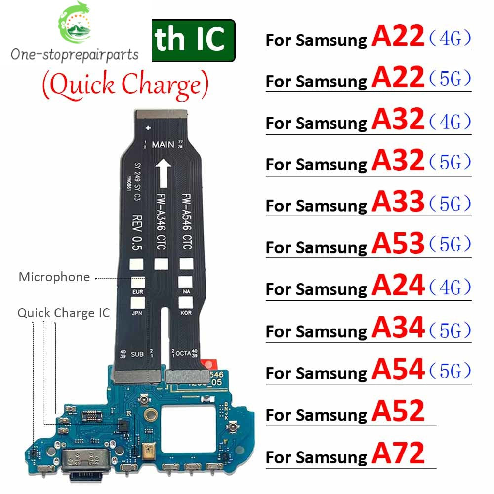 New USB Charging Port Dock Charger Connector Main Board Flex Cable For Samsung A22 A32 A52 A72 A33 A53 A24 A34 A54 4G 5G Samsung phone repair parts
