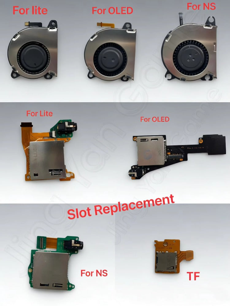 Replacement Repair Parts for Switch NS Switch Lite NS OLED Game Console Card Slot with Headset Motherboard PCB for Fan Game console repair parts
