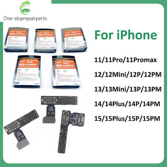 5pc SamE Pre-Programmed Battery Tag-on Flex Cable For iPhone 15 ProMax 14 13 12 Shows 100% Health 0 Cycle No Pop Up Message Professional Repair Tools