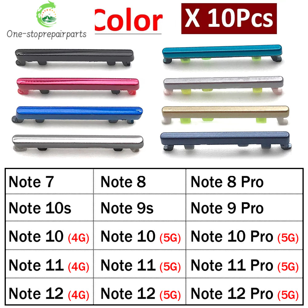 10Pcs, Volume Power Button Side Key For Redmi Note 7 8 9 9S 10 10s 11 12 13 Pro 4G 5G Replacement Parts Redmi phone repair parts