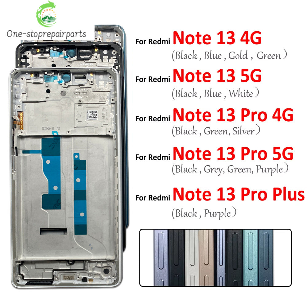 New For Xiaomi Redmi Note 13 Pro Plus 4G 5G Front Housing LCD Frame Screen Bezel Holder Xiaomi  Xiao mi phone repair parts