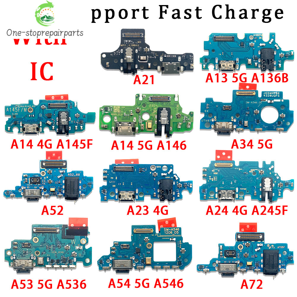 For Samsung A13 A23 A33 A53 A52 A72 A14 A24 A34 A54 4G 5G USB Charging Port Dock Charger Connector Board With Micro Flex Cable Samsung phone repair parts