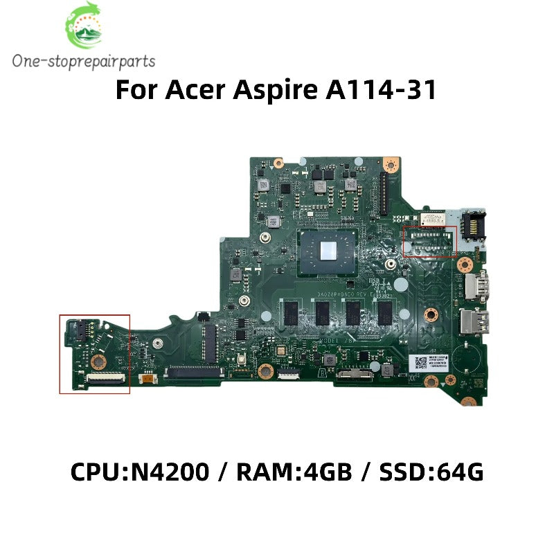 For Acer Aspire A114-31 A315-31 Laptop Motherboard DA0Z8PMB8E0 DA0Z8PMB8D0 With N3350 N3450 N4200 CPU 2GB/4GB RAM 32G/64G-SSD Acer laptop repair parts