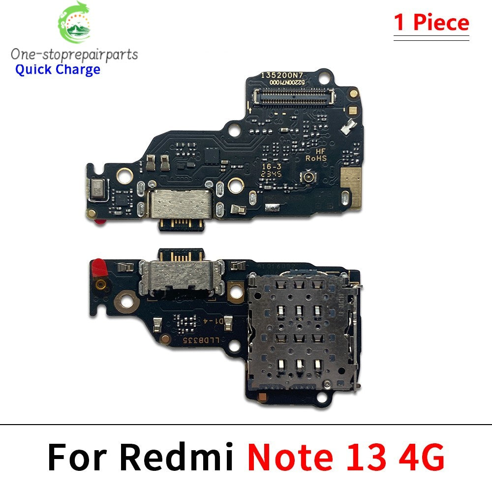 10Pcs/Lot, USB Charger Charging Board Dock Port Connector Main Mainboard Flex Cable For Xiaomi Redmi Note 13 Pro Plus 4G 5G  Xiaomi  Xiao mi phone repair parts