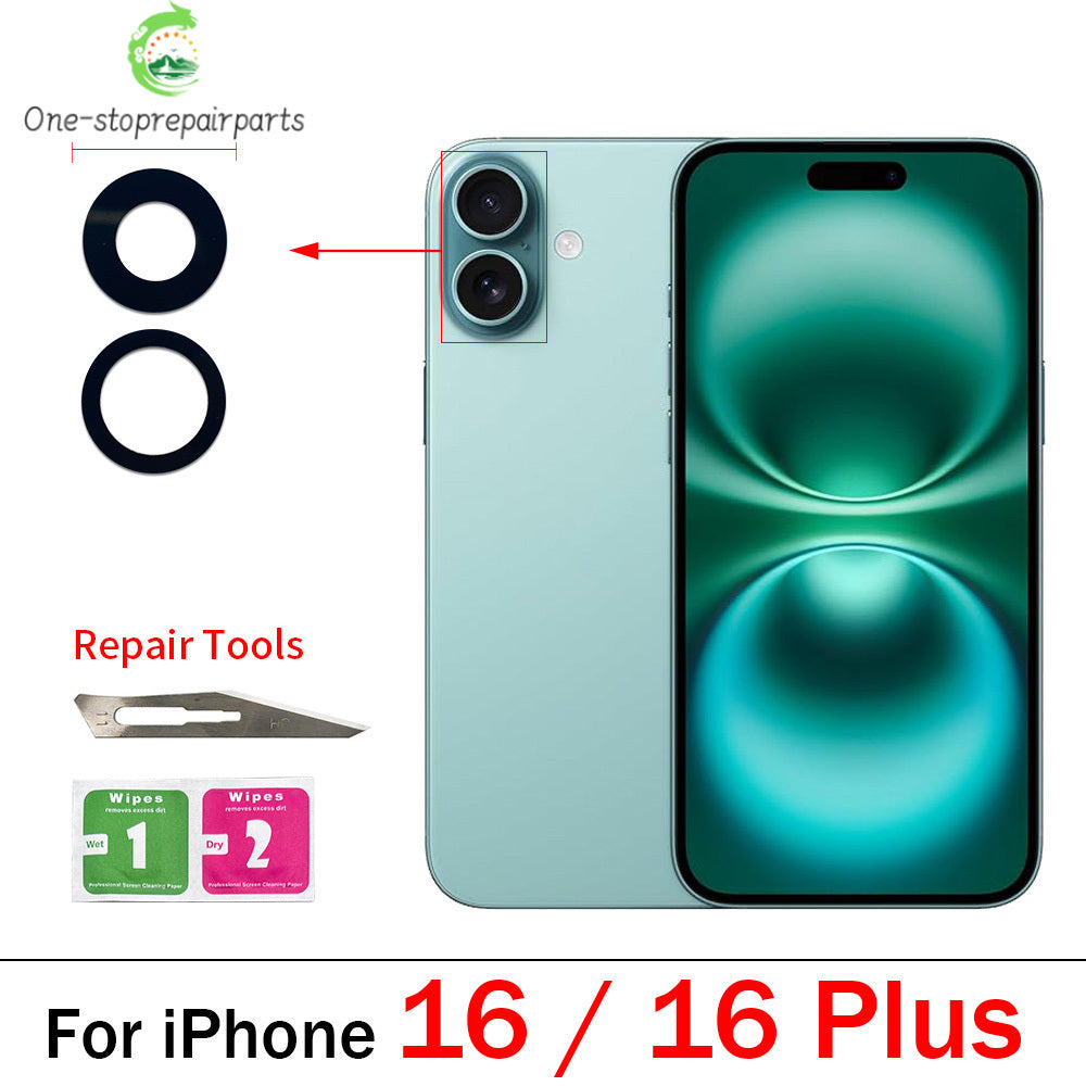 10Pcs, Camera Glass Lens Back Rear Camera Glass Lens For iPhone 11 12 13 14 15 16 17 Pro Max Plus Mini With Sticker Adhesive iPhone phone repair parts