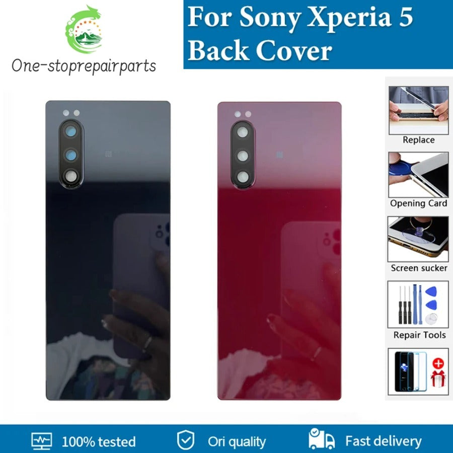 Original Glass Back For Sony Xperia 5 J8210 J8270 J9210 Battery Cover Rear Door Housing Case Replacement Housing Cover With Lens Sony phone repair parts