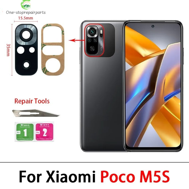 100Pcs，Rear Back Camera Glass Lens For Xiaomi Poco F5 F6 M5 M5s M6 X5 X6 Pro 4G 5G Camera Glass With Glue Adhesive  Xiaomi  Xiao mi phone repair parts