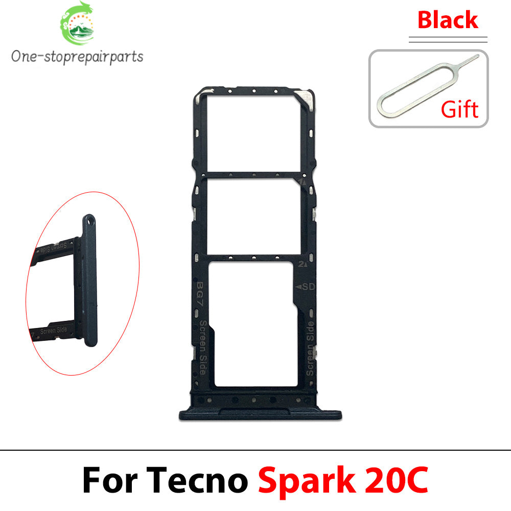 10Pcs, SIM Card Slot SD Card Tray Holder Adapter For Tecno Spark 4 5 7 8 9 8T 9T 10 20C Pro Go 2022 Tecno phone repair parts