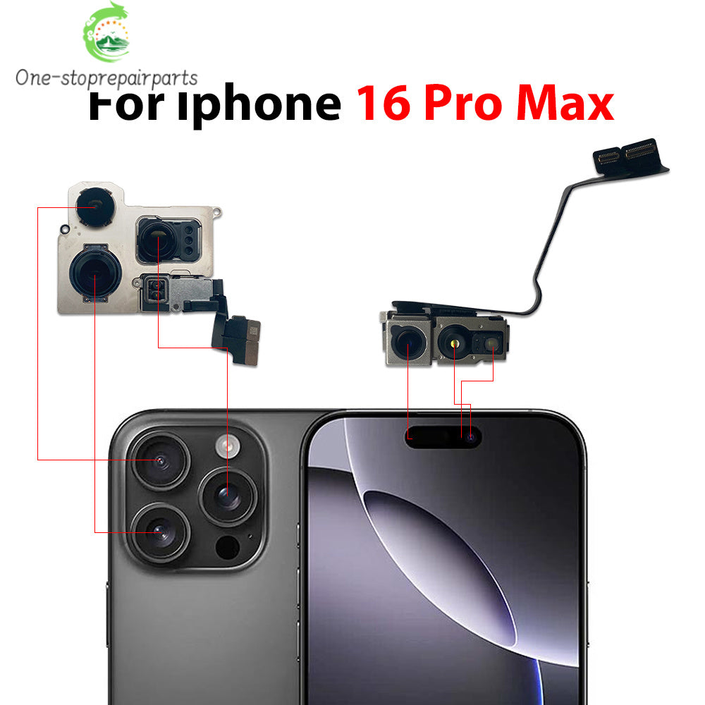 New For iPhone 16 Pro Max Plus 16E Front Camera Flex With Back Rear Camera Module Flex Cable iPhone phone repair parts
