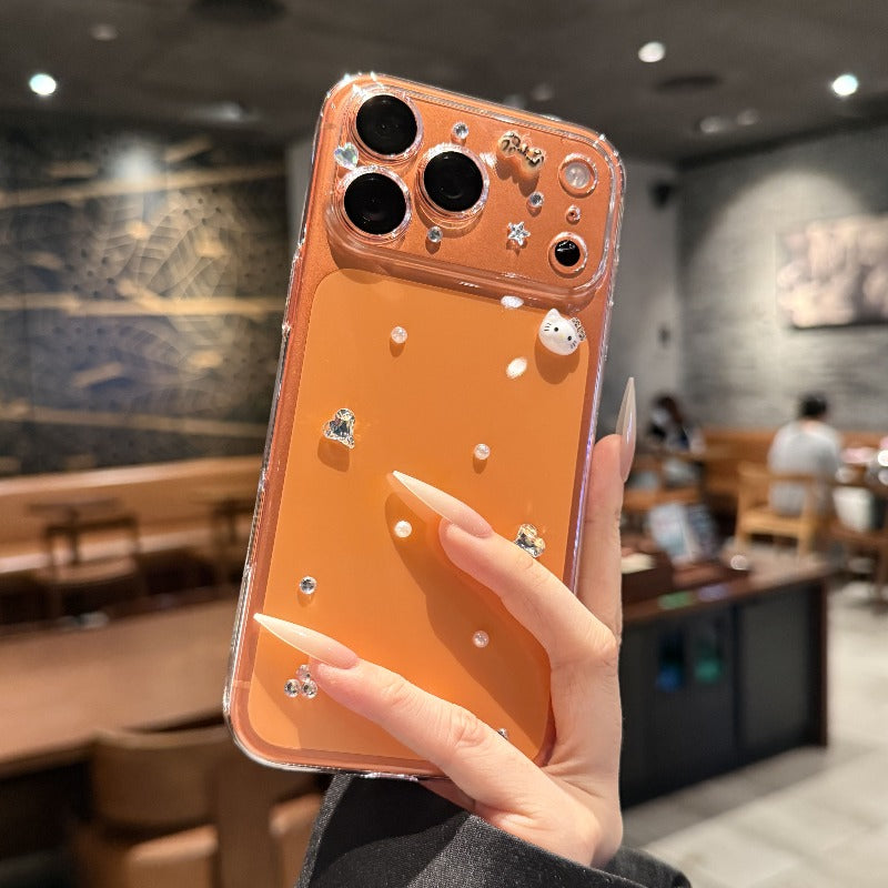For iPhone 17promax mobile phone case new three-dimensional diamond iPhone17Pro lens all-inclusive transparent cute 16 anti-drop female protective case 15plus Air hard case Phone accessories