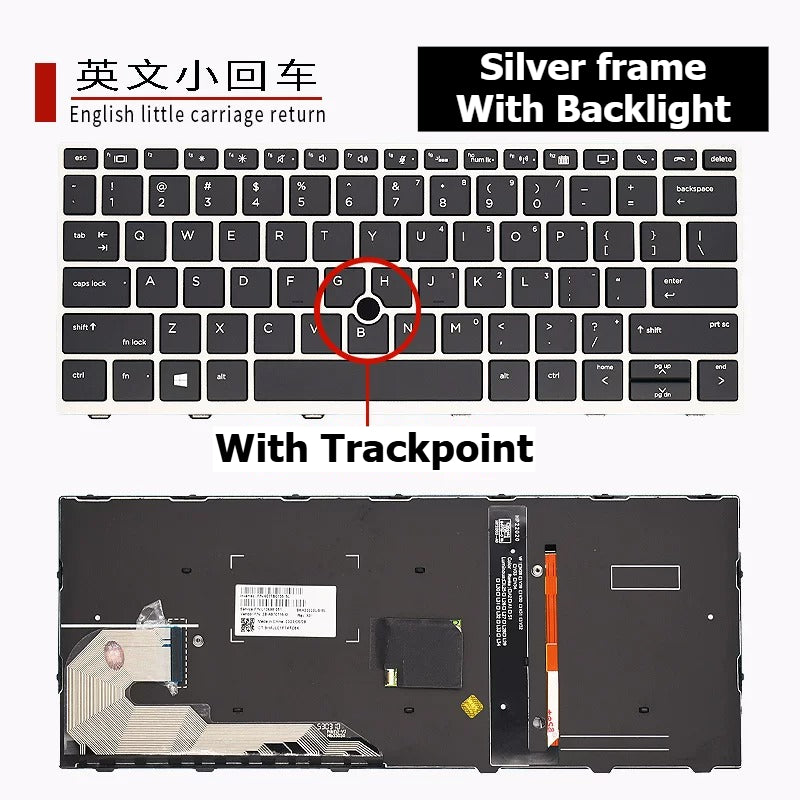 Keyboard for HP Elitebook 730 735 830 835 845 840 X360 730/830 745 846 G3 G4 G5 G6 silver black frame backlight trackpoint