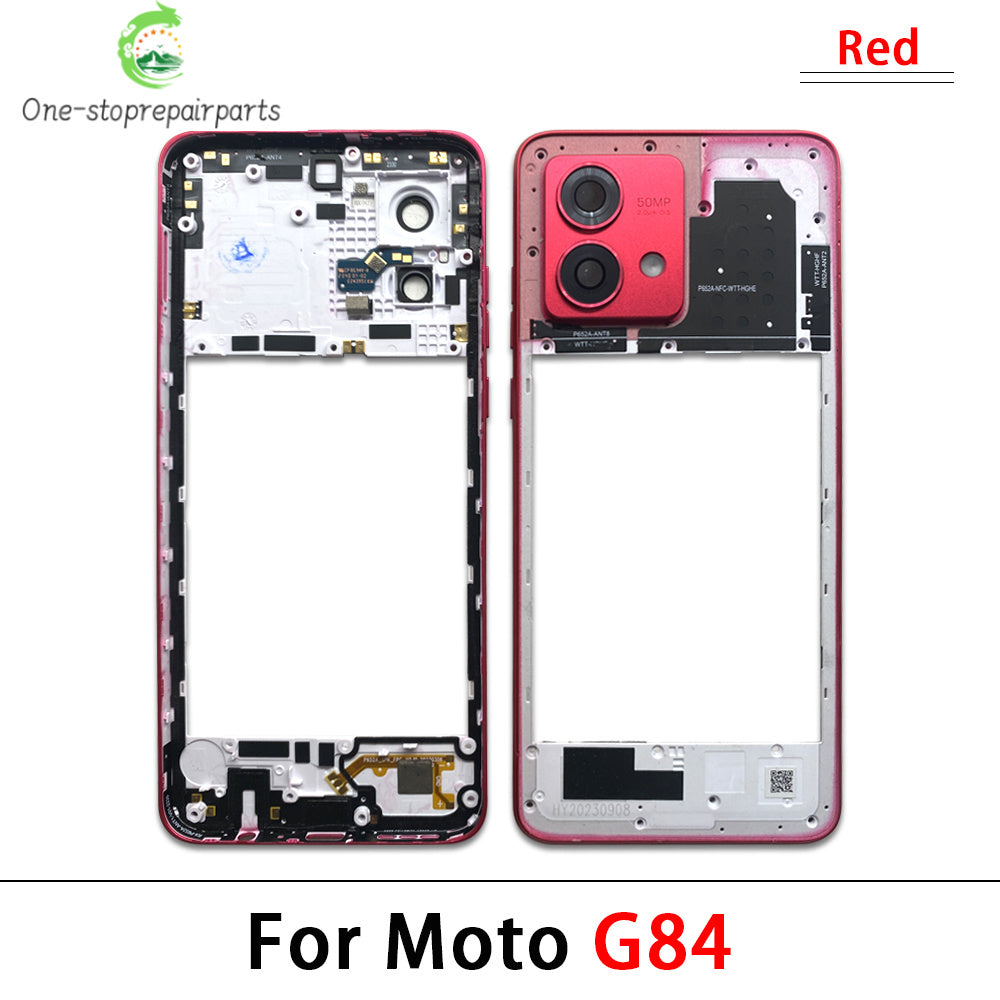 10Pcs， For Motorola For Moto G22 G42 G52 G82 G84 Middle Housing Cover Frame Bezel with Lens Glass Frame Parts Motorola phone repair parts