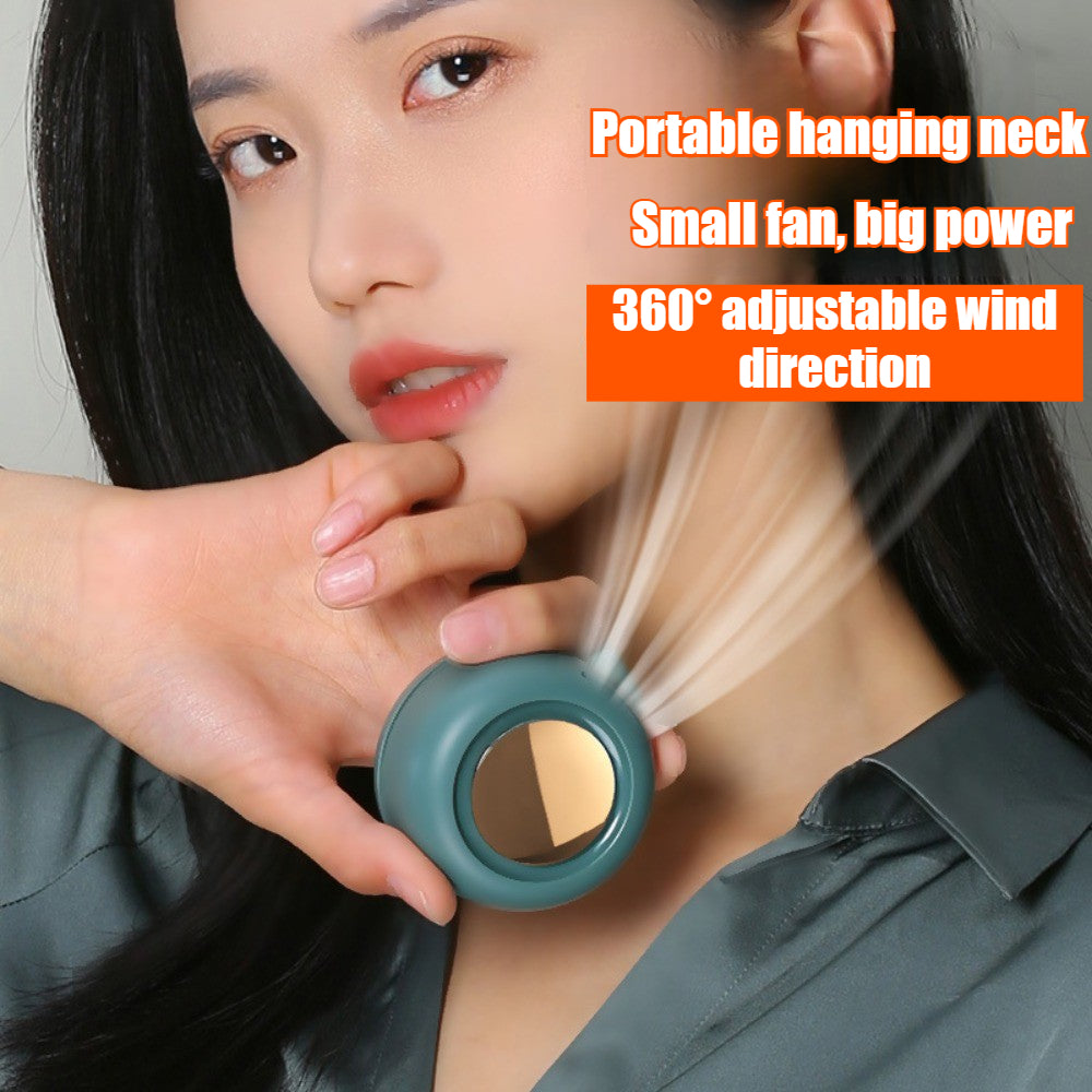 Built-in 60 Blades fan 3 Wind Speed Whirlwind Type-c charging mini fan Clamp fan 360° Rotation Clamp collar Hang around the waist Portable Hook rechargable Fan MF019