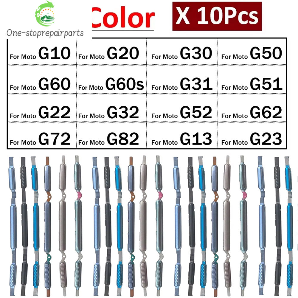 10Pcs, Power Volume Side Button Key For Motorola Moto G10 G20 G30 G50 G60 G60s G31 G71 G51 G22 G32 G52 G62 G72 G82 G13 G23 5G Motorola phone repair parts