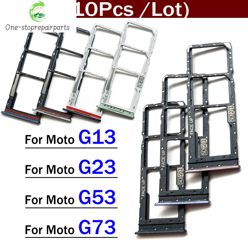 10Pcs/Lot, SIM Card Tray Slot Holder Adapter Accessories For Motorola Moto G13 G23 G53 G73 Motorola phone repair parts