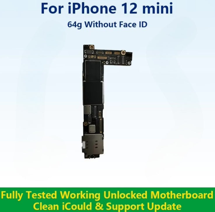Unlocked Mainboard Fully Tested 100% Working Motherboard Compatible With 12 Mini With Face ID Cleaned iCloud And Support Update iPhone phone repair parts