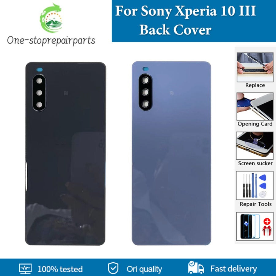 Original New Back Battery Cover Glass Housing For Sony Xperia 10 III Rear Door Case Replacement Parts With Camera Glass Lens Sony phone repair parts