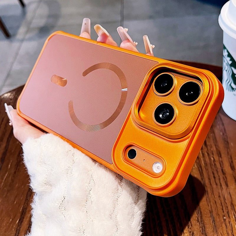 Frosted mesh Magnetic suction For iPhone 17promax mobile phone case New iPhone18Pro skin feel non-slip all-inclusive anti-drop 16Pro strong magnetic adsorption men's and women's shell Phone Accessories