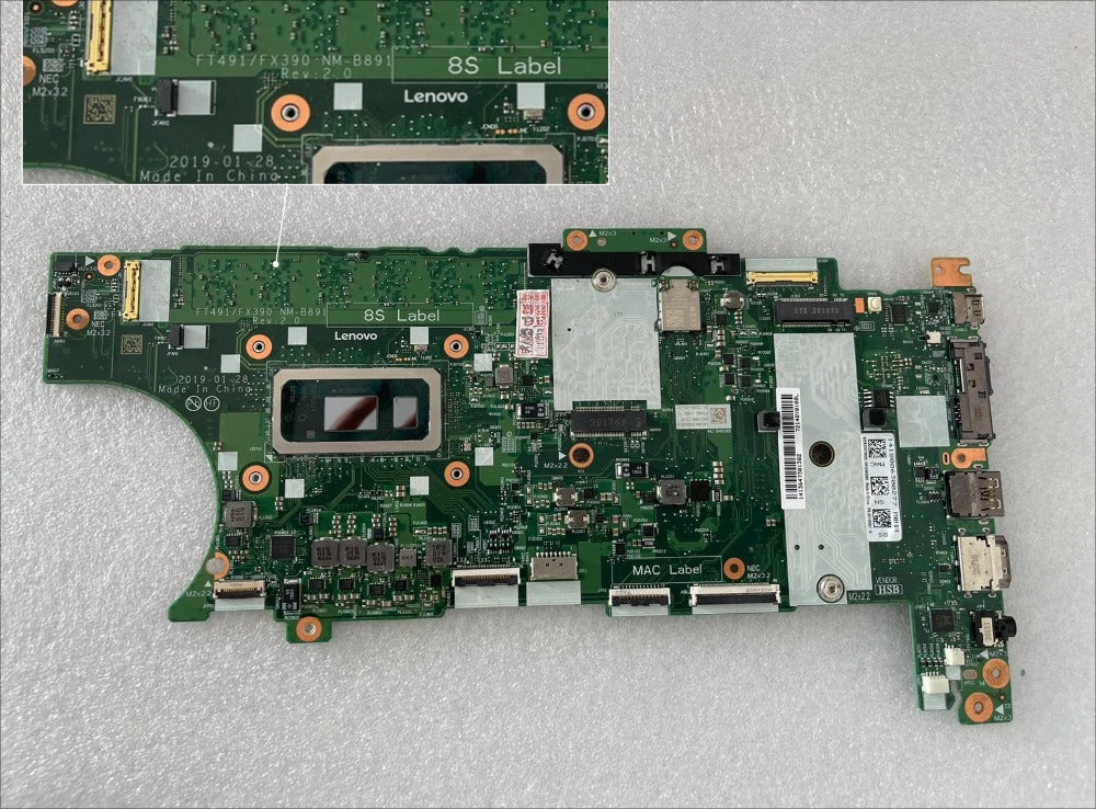 (Test Video have) motherboard for Lenovo Thinkpad NM-B891 NM-C891 T14s Gen1 X13 Gen1 Gen2 X390 T490S i5 8265U i7 8565U 01HX898 i5 10210U i7 10510U RAM 8G/16G 5B20Z45776 5B20Z45786 main system board